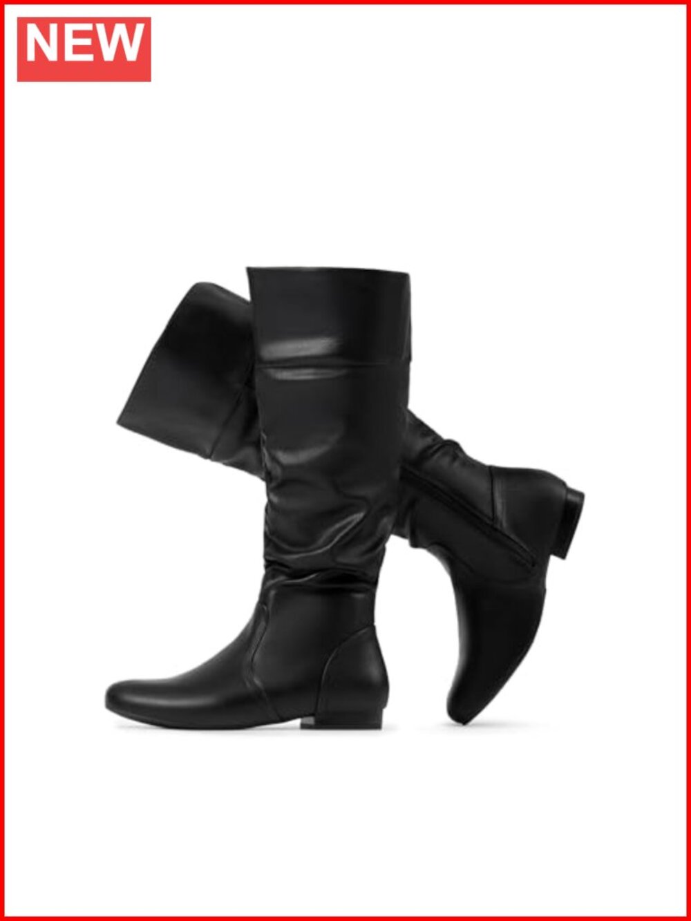 Womens Wide Calf Knee High Boots Faux Fur Lined Slouchy Side Zip